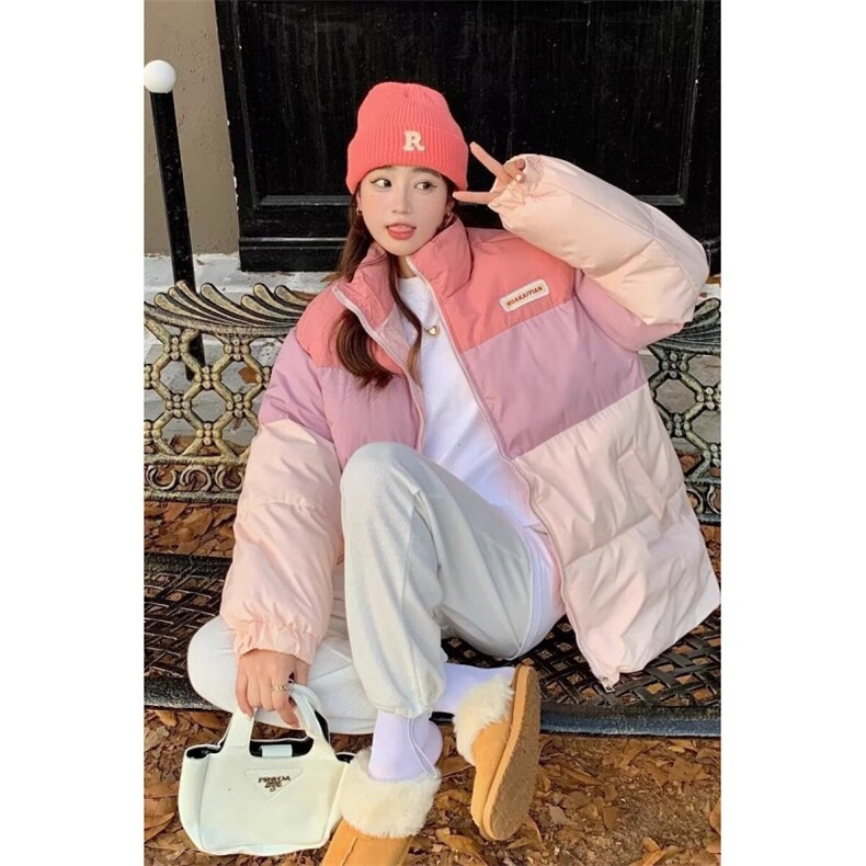 韩版渐变色棉服女2025冬季新款宽松棉衣外套学生面包服潮,男装棉衣,星座506A