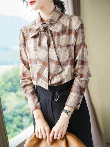 现货供应格子衬衫，女装衬衫，蒙娜迪妮