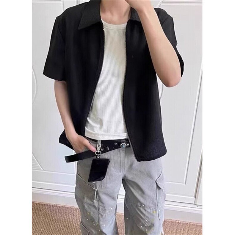 欧洲站2025新款短袖设计感小众衬衫男宽松夏季中式C121S,男装T恤,星座1116A（原606A-3）