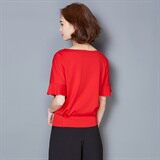 2021年夏季短袖套头圆领纯色蝙蝠袖简约大气雪纺衫，女装蕾丝衫/雪纺衫，安之芮娜