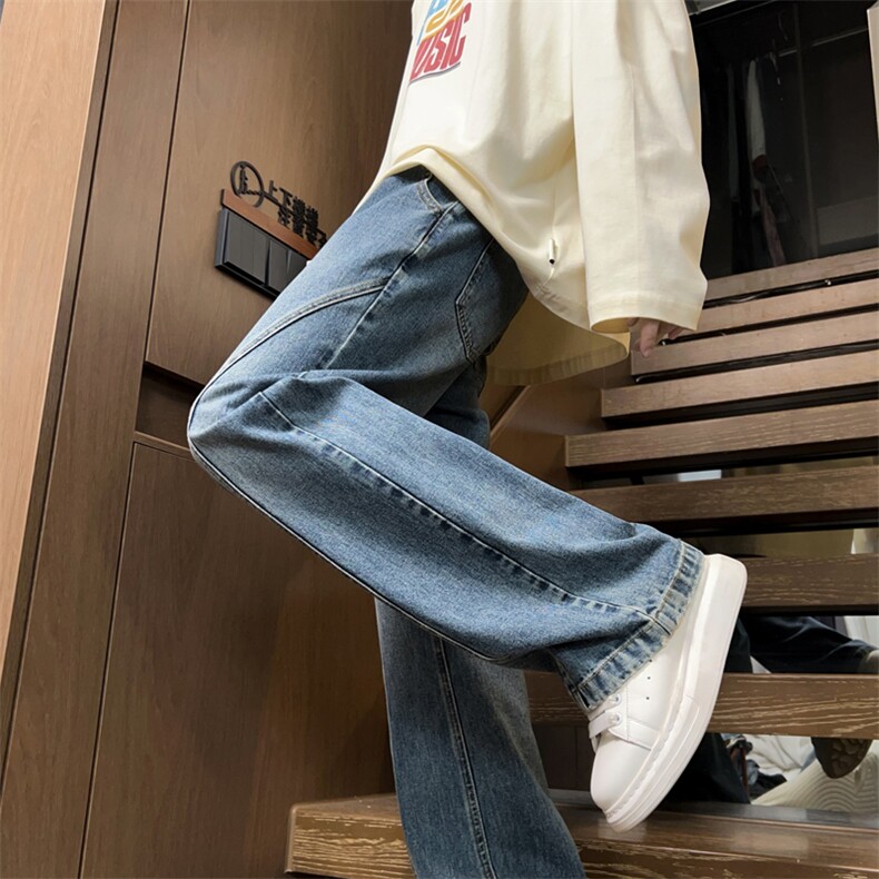 弯刀牛仔裤男生春季美式潮牌宽松百搭直筒潮流休闲长裤J8086-P45,男装牛仔裤,星座509