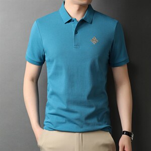 夏季新款男士翻领短袖t恤中年有领男装上衣服休闲POLO衫