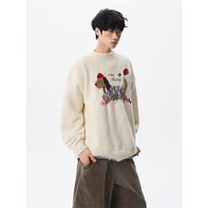 腊肠狗情侣毛衣男酒红色本命年针织衫男高级感线衫MY1222-P68，男装针织衫/毛衣，电商D206-1