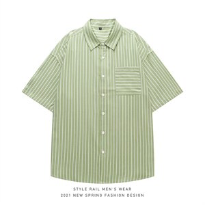 2021年夏季新款条纹衬衫男白底平铺宽松衬衫DS-C407-CS306-P35图片