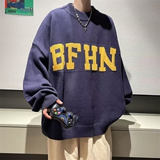 针织衫男韩版潮流字母拼色高街帅2023秋冬季新款ins毛衣MZ091-P47，男装针织衫/毛衣，星座412-3