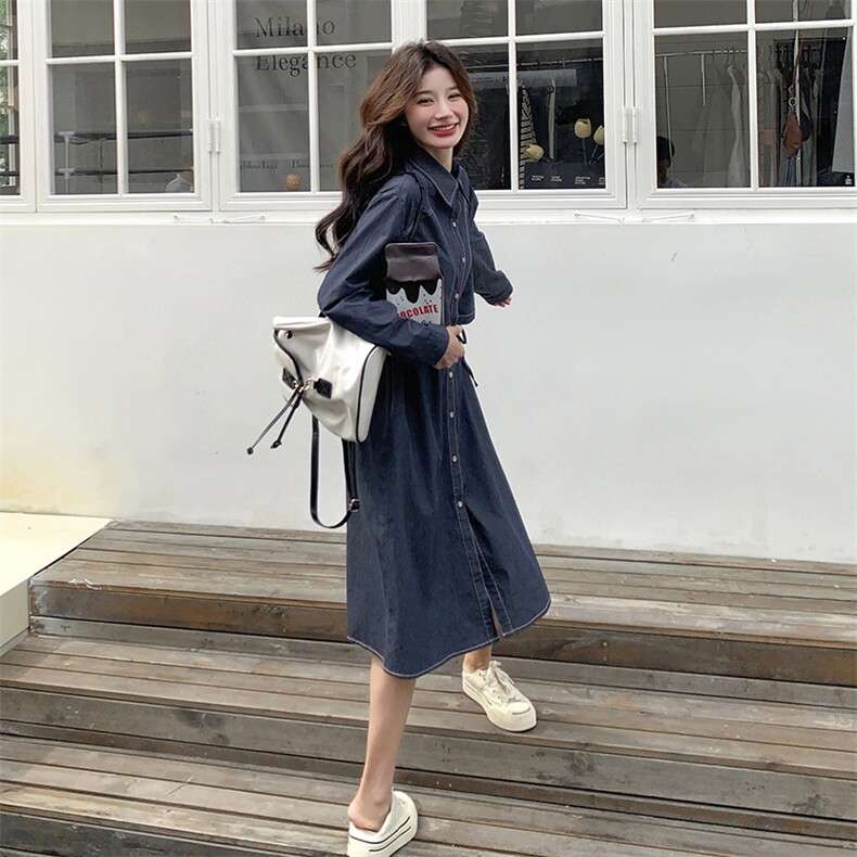 牛仔连衣裙长款风衣,女装连衣裙,浙宝069