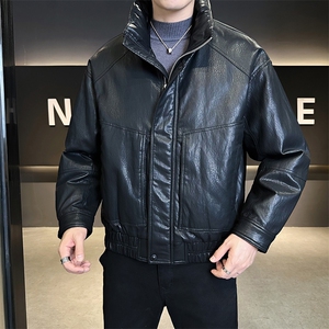 90新标2025pu蛋白皮立领加厚保暖宽松休闲羽绒服外套5886-P315图片