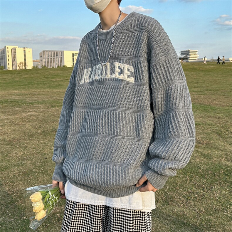 美式复古圆领套头情侣毛衣潮牌宽松休闲针织衫MY0727-P48,男装针织衫/毛衣,星座308B-1