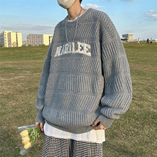 美式复古圆领套头情侣毛衣潮牌宽松休闲针织衫MY0727-P48，男装针织衫/毛衣，星座308B-1