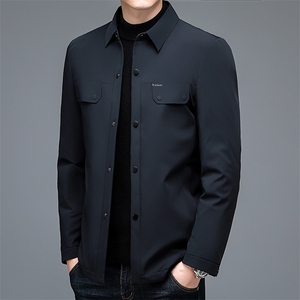 男士商务休闲羽绒服冬季新款中年纯色御寒上衣加厚保暖翻领外套图片