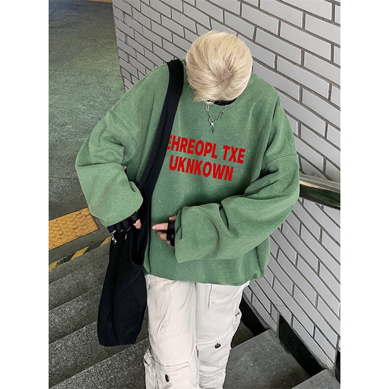 得物抖音高品质二开360克重磅做旧炒雪花纯色圆领水洗卫衣1525,男装卫衣,电商A486