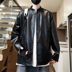 机车皮夹克休闲外套潮流上衣春季皮衣男立领男士A266-PY005-P85图片