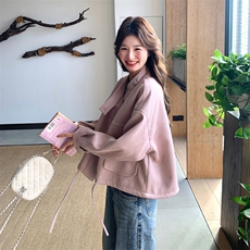 现货秋装麂皮绒新工艺款面料粉色工装外套2C239-H55-P145-K218，女装短外套，2C239