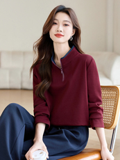 半拉链立领卫衣女2026年春秋新款小个子时尚宽松休闲上衣长期有货，女装短外套，璐依舞