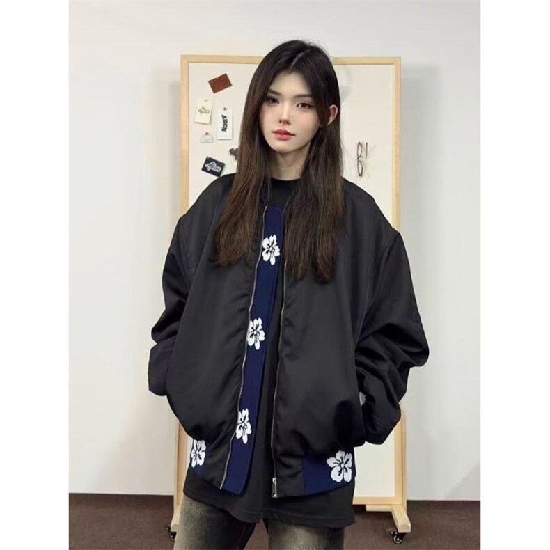 W9406-P60网图现货新款潮复古嘻哈刺绣拼接夹克宽松棒球服外套,男装夹克,星座1608-2