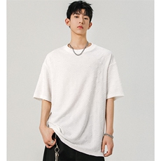 T10123-特批30控68小众提花肌理感高质量大码男百搭圆领短袖T恤，男装T恤，电商A059