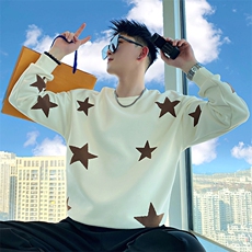 AW106/P75控105秋季社会小伙圆领套头满天星痞帅百搭卫衣男，男装卫衣，星座305B-1