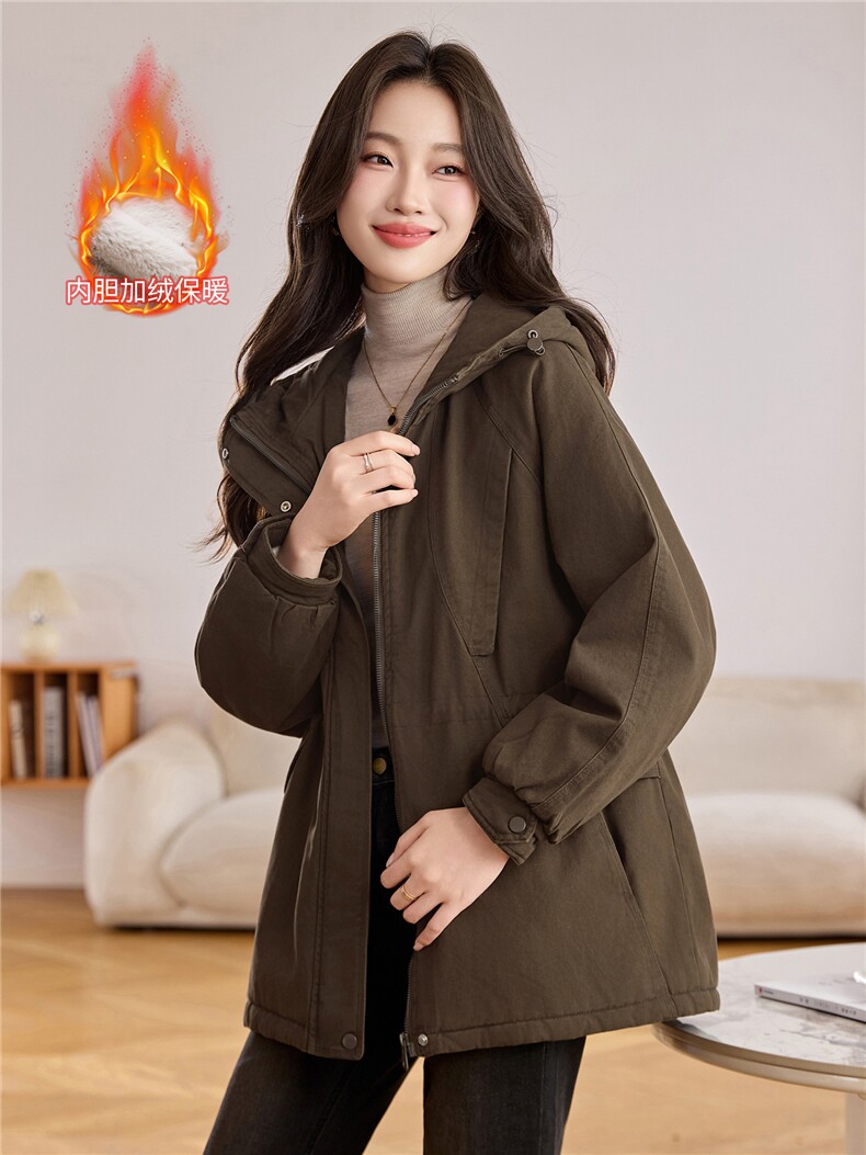 现货！现货！2025冬季新款加绒加厚连帽棉衣棉服女,女装棉衣/棉服,以桐