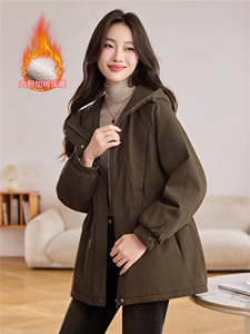 现货！现货！2025冬季新款加绒加厚连帽棉衣棉服女图片