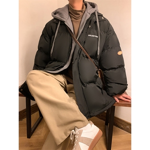 男士假两件棉衣冬季连帽臂章加厚棉服情侣款棉袄A266-WT08-P65图片