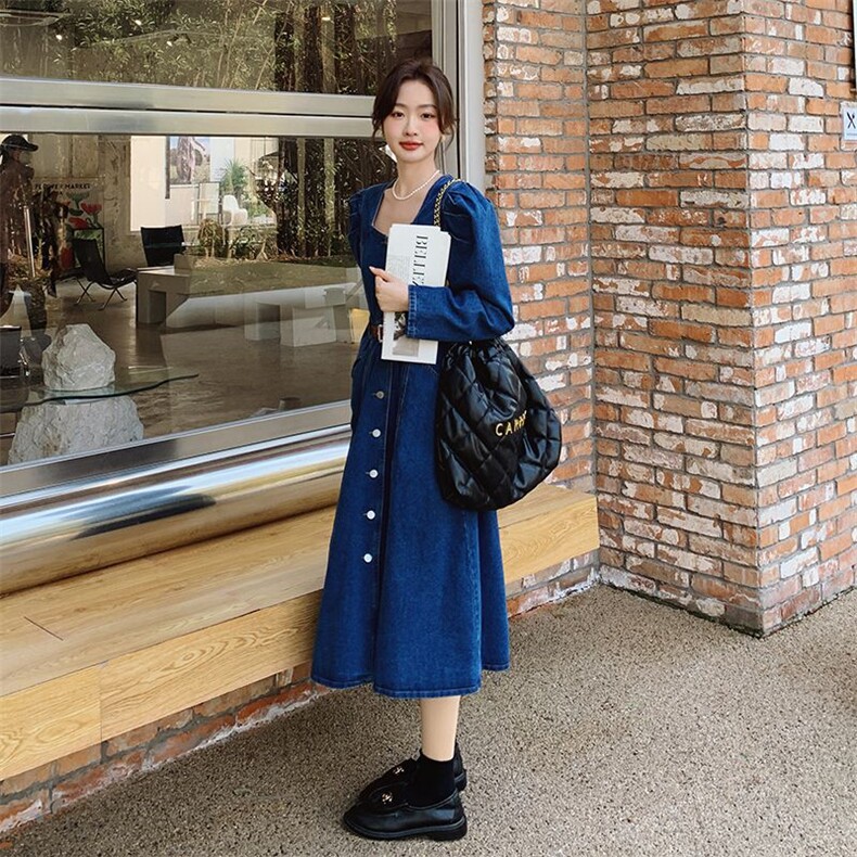 新品现货2025秋装新款牛仔连衣裙配皮带2C116-2301-P135-K188,女装连衣裙,2C116
