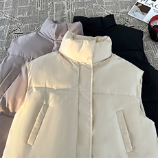 立领马甲冬季加厚保暖休闲潮流棉背心新款情侣款A266-WMJ8633-P45，男装背心/马甲，电商A266