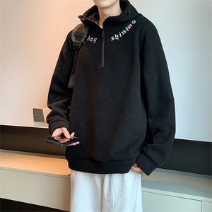 冬季加绒高领半截拉链卫衣男潮流摇粒绒卫衣长袖A668P50图片
