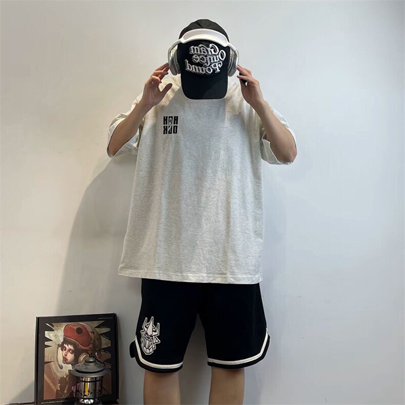 万针全刺绣工艺抖音得物高品质260克重磅纯棉双纱美式高街短袖T恤,男装T恤,电商A486-1