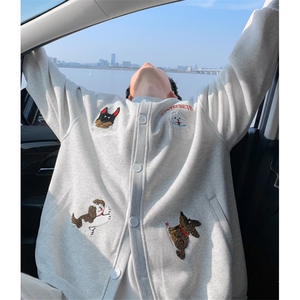 春秋季复古潮牌毛巾绣重磅开衫卫衣男女百搭休闲夹克外套 WA230图片