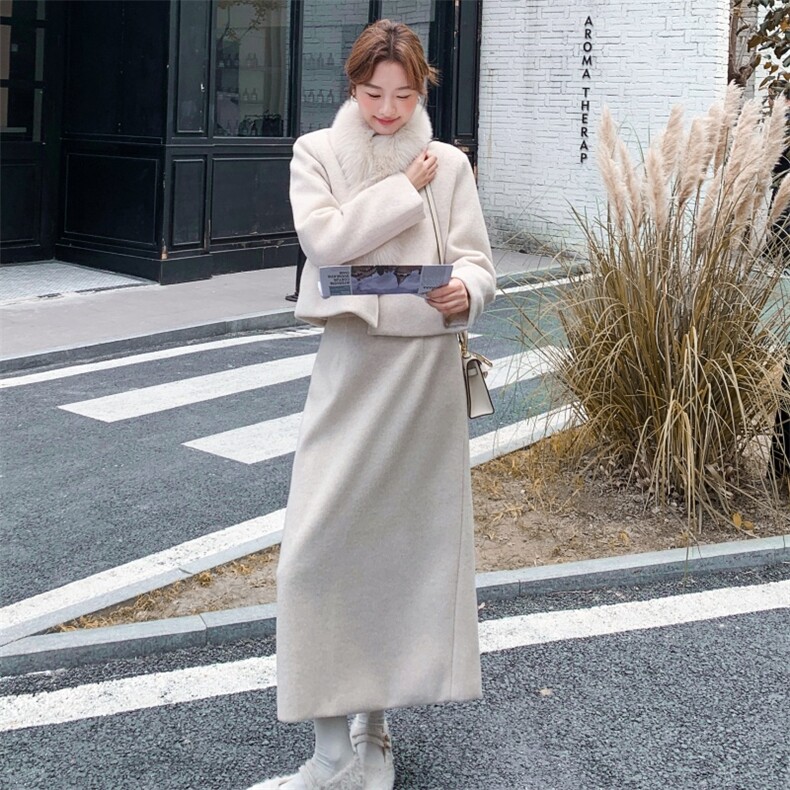 有货呢料羽绒服两件套套装真狐狸毛+90羽绒，2583-P405，控598,女装毛呢外套,2B218