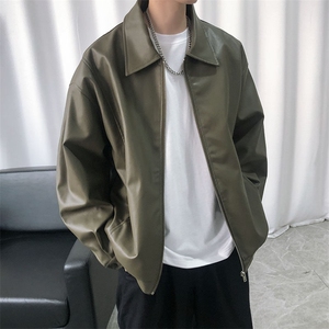 现货主推高质量皮衣外套男宽松皮夹克机车服 A026 P95 加绒P105图片