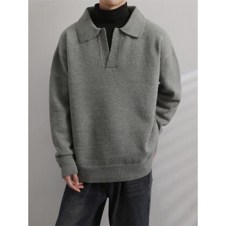 港风秋冬款男POLO领V领开衫毛衣打底外套M2323P55,男装针织衫/毛衣,星座1013-1