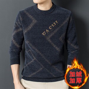 Z2636男士2023年秋冬新款长袖加绒圆领针织衫休闲打底衫P72图片