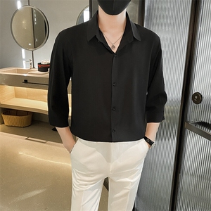 男韩版潮流七分袖衬衣轻熟风痞帅夏季高级感图片