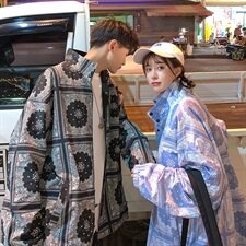 709-JK83-P1002021春秋款港风双面穿腰果花翻领夹克潮流嘻哈上衣，男装夹克，星座709