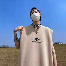 华夫格背心直播高品质重磅220克英文小标印花HB7152-P25控38，男装背心/马甲，星座508（原C305）
