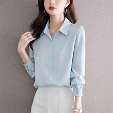 欧洲站白色职业衬衫女设计感小众2024年秋冬新款宽松气质上衣，女装衬衫，梦白服饰厂