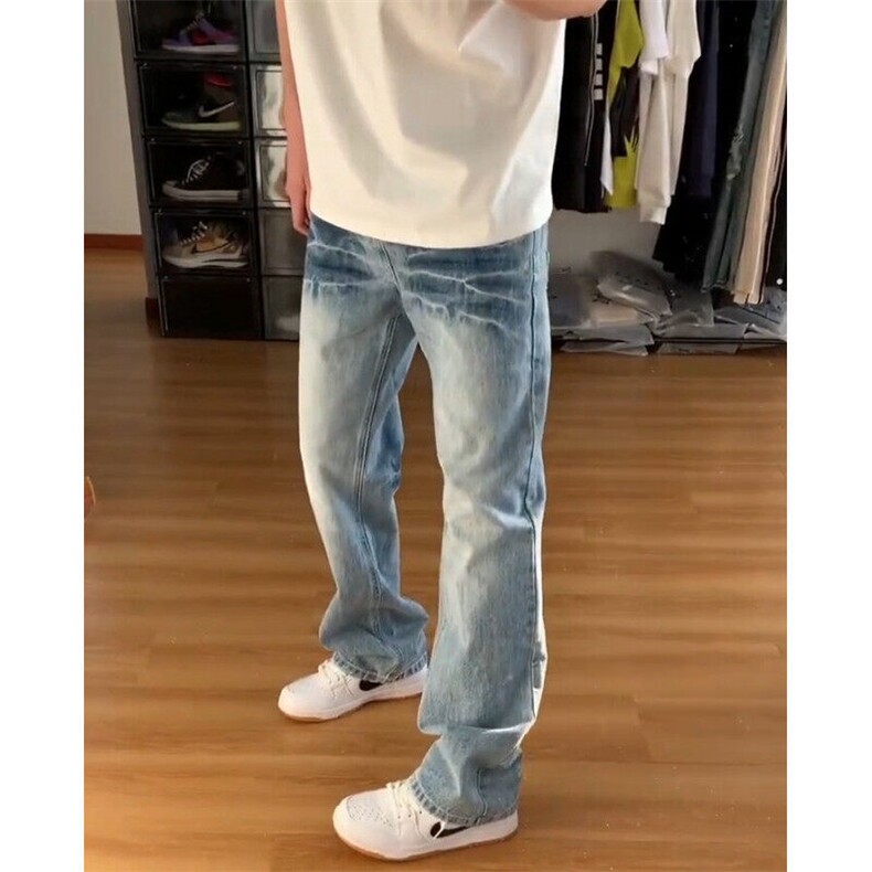 【现货特P】春装cleanfit牛仔裤男款裂纹美式高街裤子,男装牛仔裤,星座610A