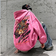 美式潮牌重磅水洗做旧连帽卫衣力推大码男XZ517A-2-Y7757-P68，男装卫衣，星座517A-2