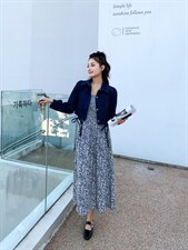 秋季牛仔碎花裙，其它，吉之红