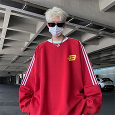 抖音得物供货提供视频秋冬重磅美式宽松织带圆领卫衣0317，男装卫衣，电商A486