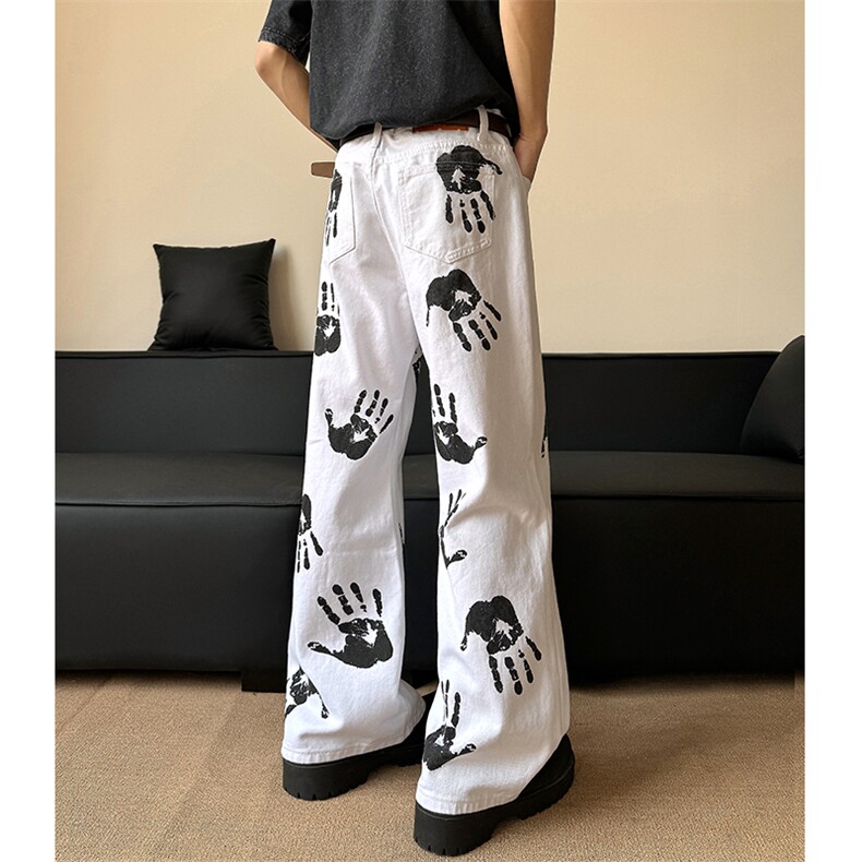 现货高品质美式高街手掌印情侣牛仔裤610A-1-YG872-特P45,男装牛仔裤,星座610A-1