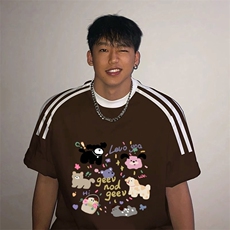 夏季美式高街重磅纯棉三条杠织带撞色男女短袖T恤ZD582-特P30，男装T恤，电商A486