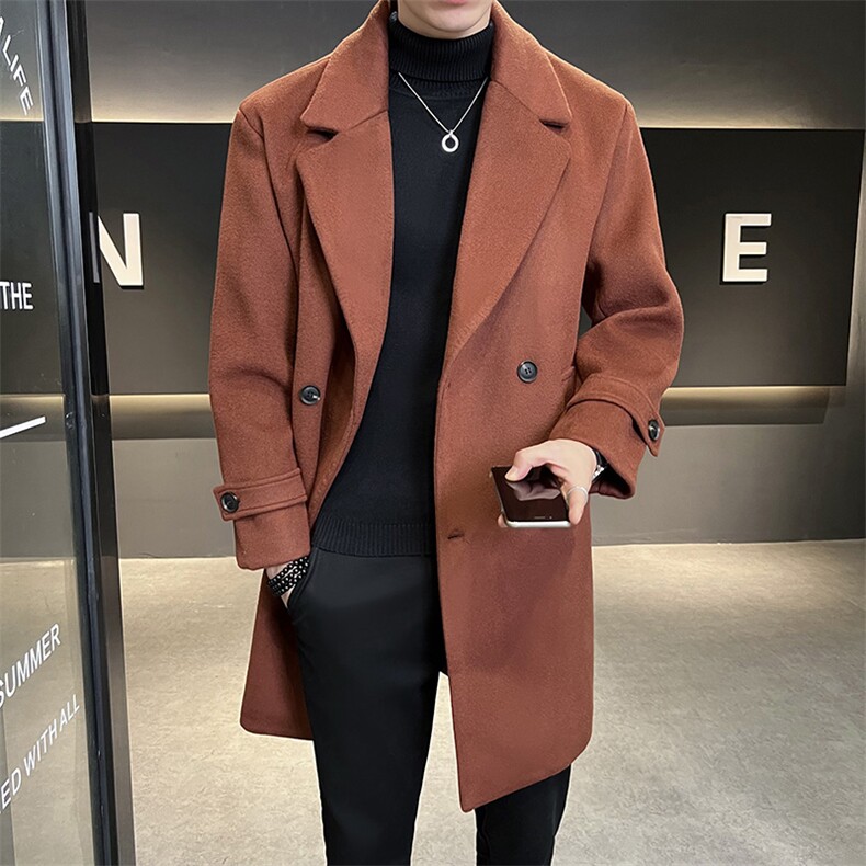 2023秋冬新款羊毛呢子大衣外套男,男装毛呢大衣,电商B248