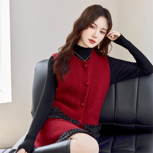 重工现货！秋季新款轻奢气质圆领重工拼接花边款时尚三件套裙女图片
