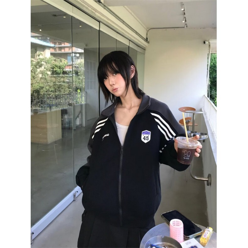 新款原宿简约原版370克拼接插肩袖立领卫衣日系时尚潮流文艺慵懒,男装T恤,星座506A