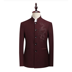 JS8610-X-DP125中山装婚礼中式结婚男单西修身风立领刺绣龙纹，男装民族服装，星座510A-2