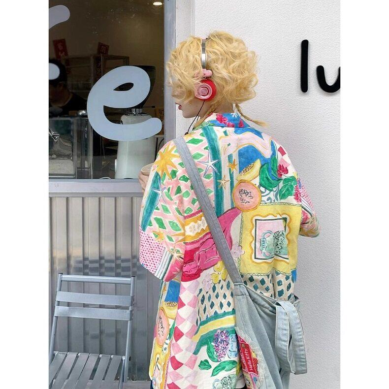 夏威夷短袖花衬衫女夏季宽松衬衣外套复古休闲情侣上衣潮 C2417图片