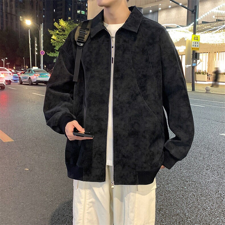 2025春季新款皮衣夹克男青少年学生潮流麂皮外套,男装夹克,星座1206（原A206）