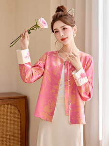 2025年春季新中式提花G风短款外套女高级感气质复古盘扣刺绣上衣图片
